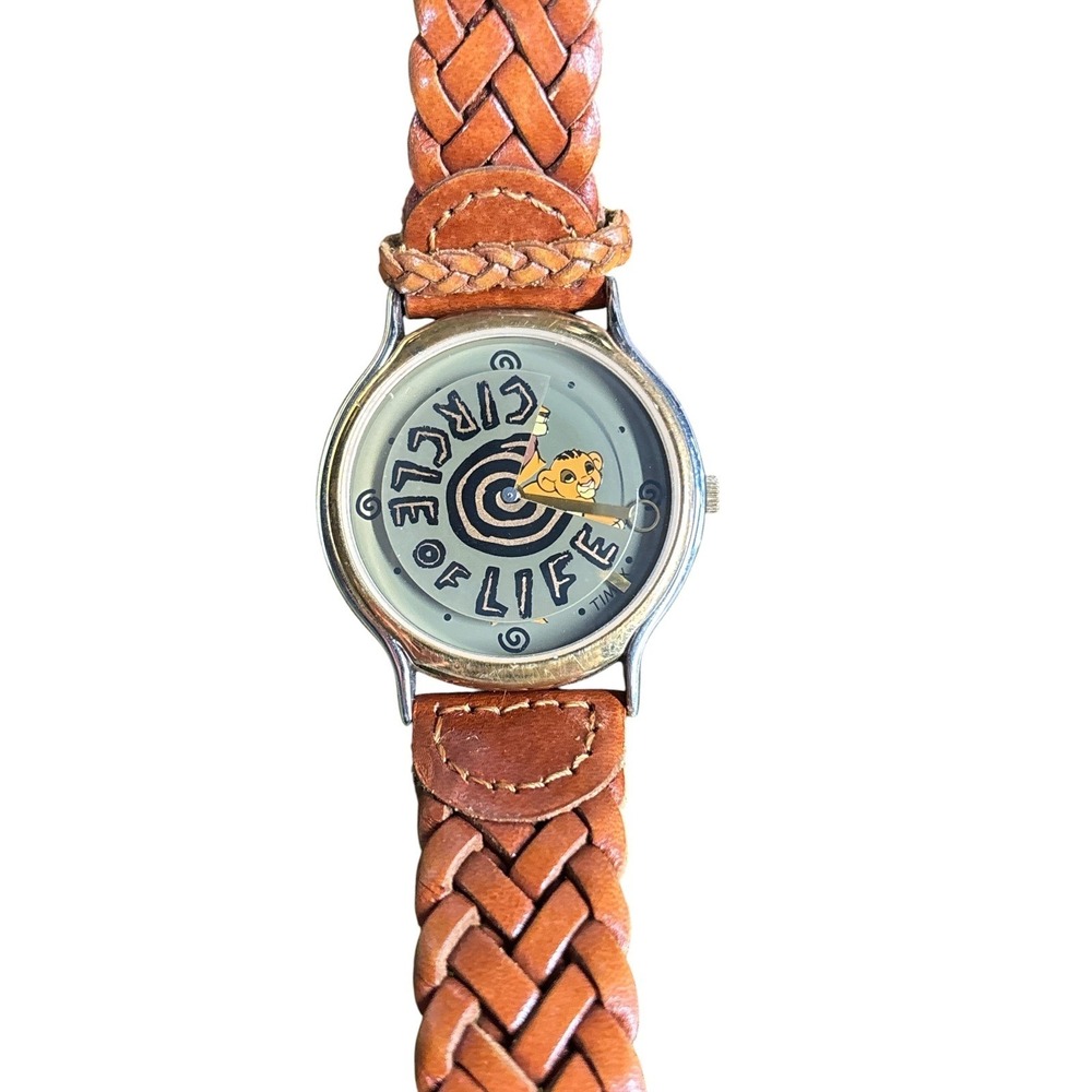 Vintage Disney The Lion King Timex Watch Circle of Life Braided Leather Strap